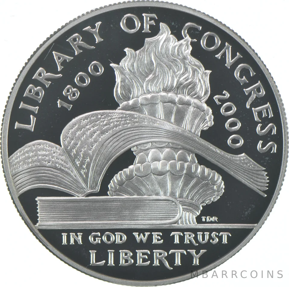 2000-P Proof Library of Congress Commemorative Silver Dollar $1