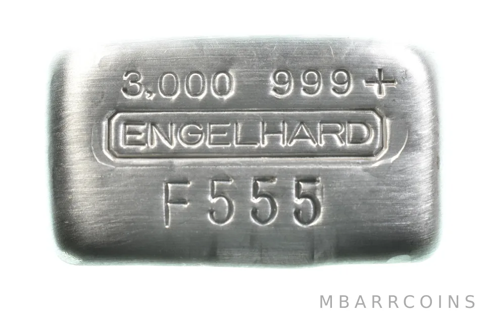 3 Troy Oz Silver Bar Engelhard Vintage Low Serial 555 *0251