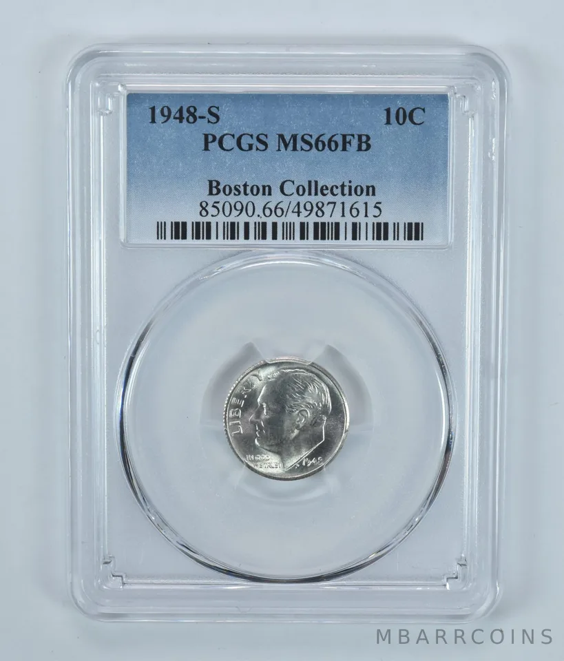1948-S Roosevelt Dime Boston Collection MS66 FB PCGS