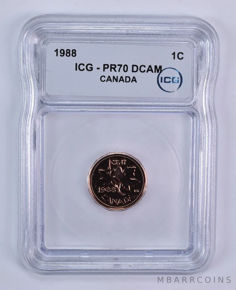 1988 Canada 1 Cent PR70 DCAM ICG
