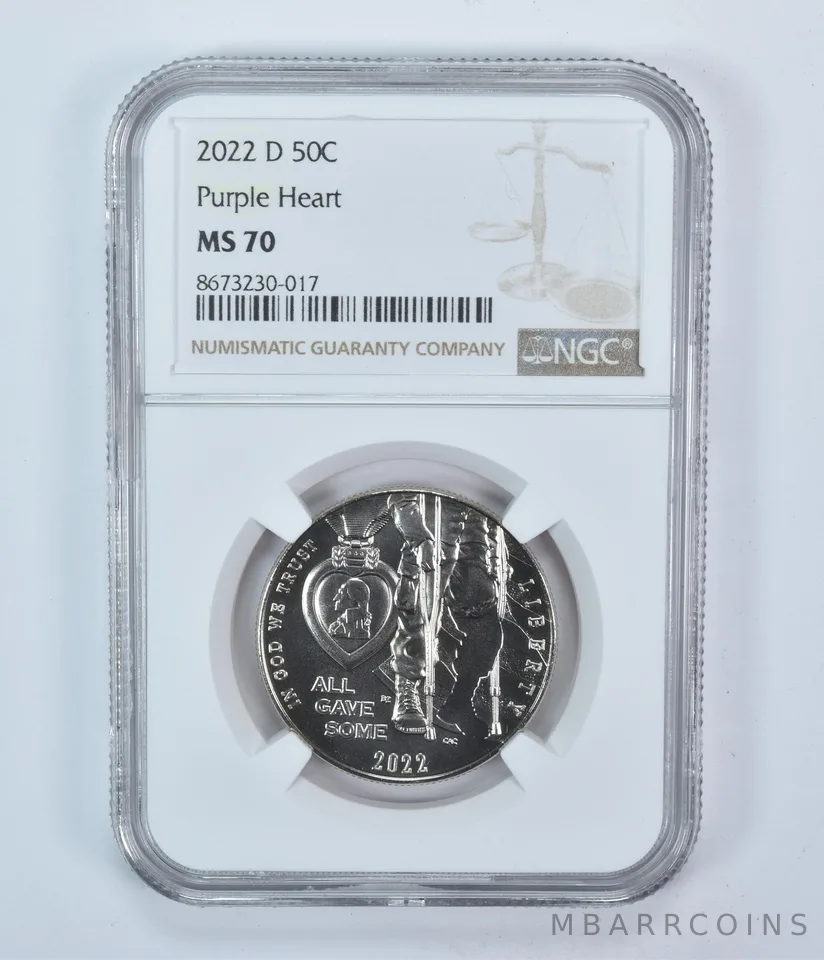 2022-D Purple Heart Commemorative Half Dollar MS70 NGC
