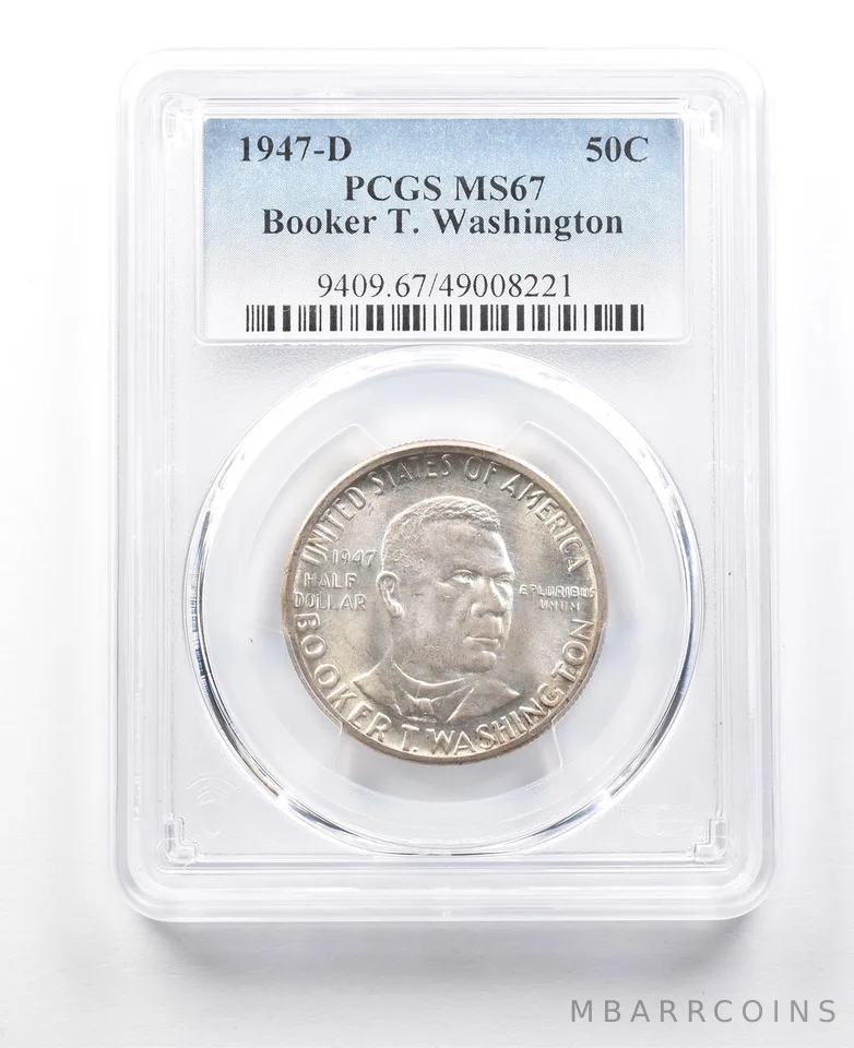 1947-D Booker T Washington Commemorative Half Dollar MS67 PCGS a3042
