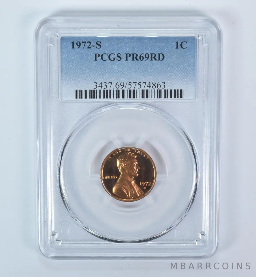 1972-S Lincoln Memorial Cent PR69 RD PCGS Blue Label