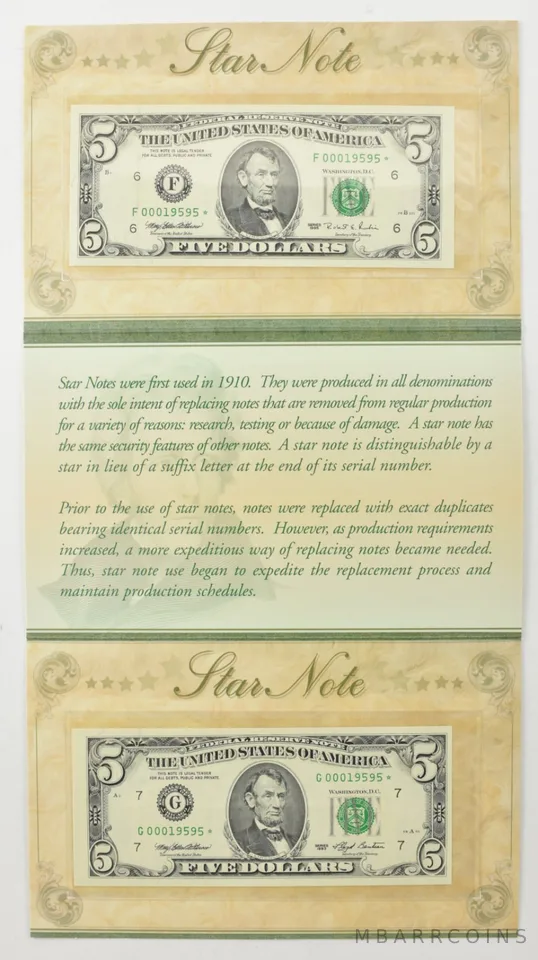Lot (2) 1993/1995 $5 Chicago IL/Atlanta GA FRN Star Notes a7948
