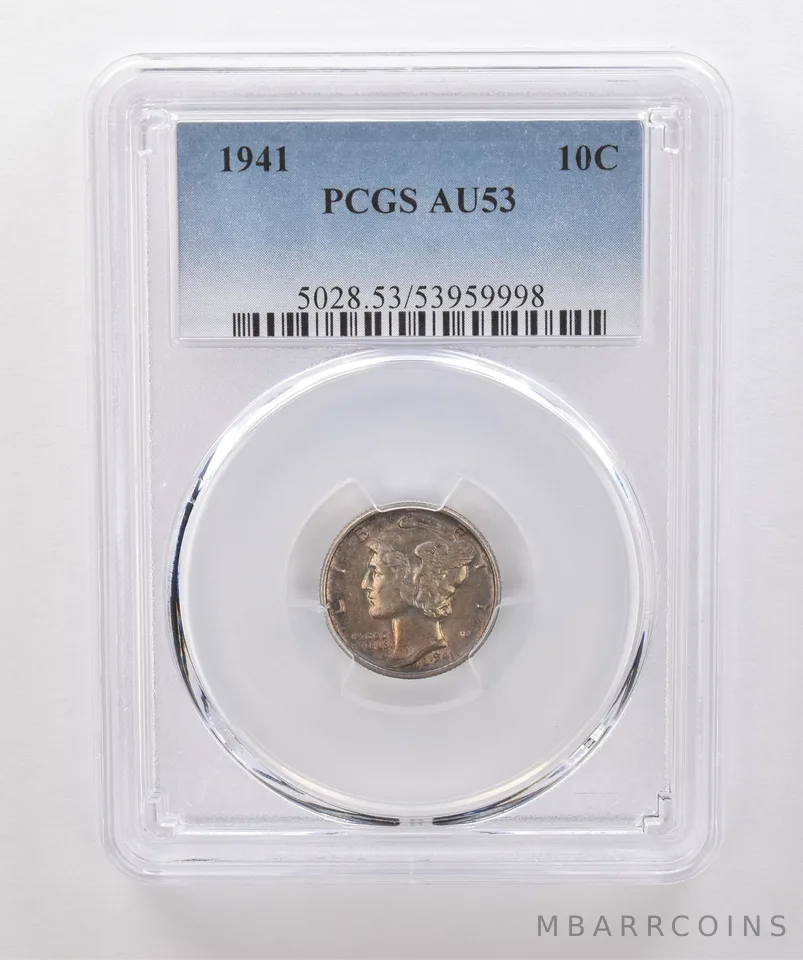 1941 Mercury Dime AU53 PCGS Beautiful Tone *1839