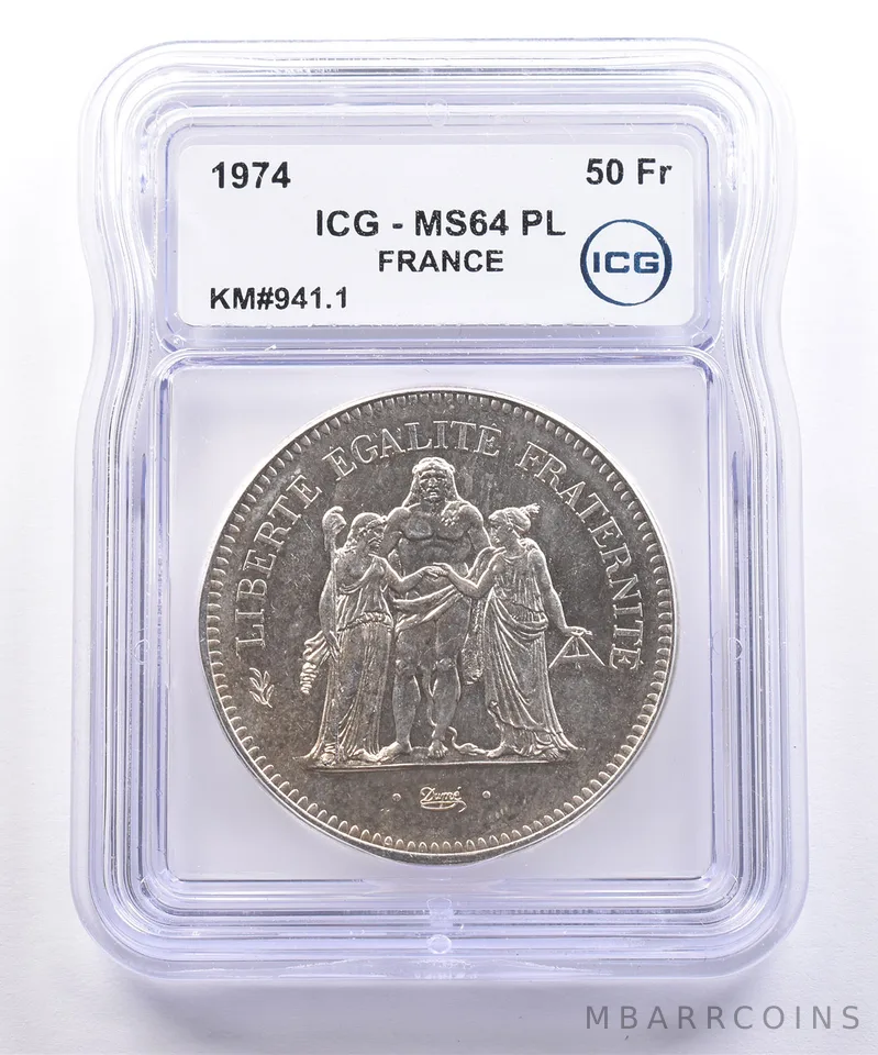 1974 France 50 Francs KM#941.1 MS64 PL ICG