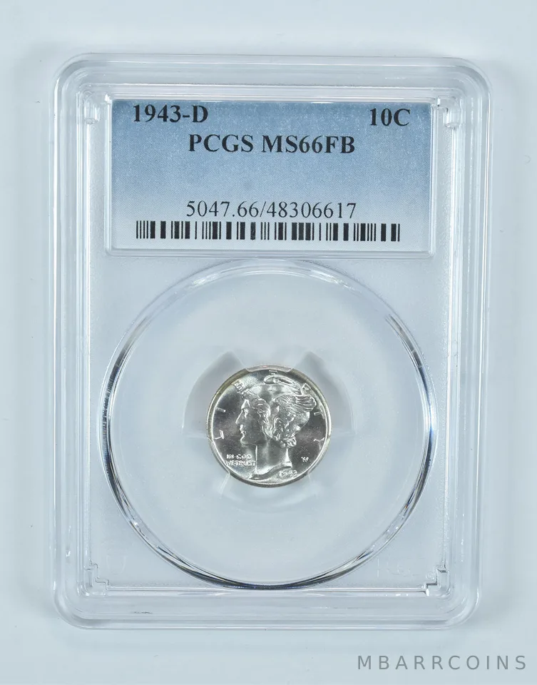 1943-D Mercury Dime MS66 FB PCGS Blue Label