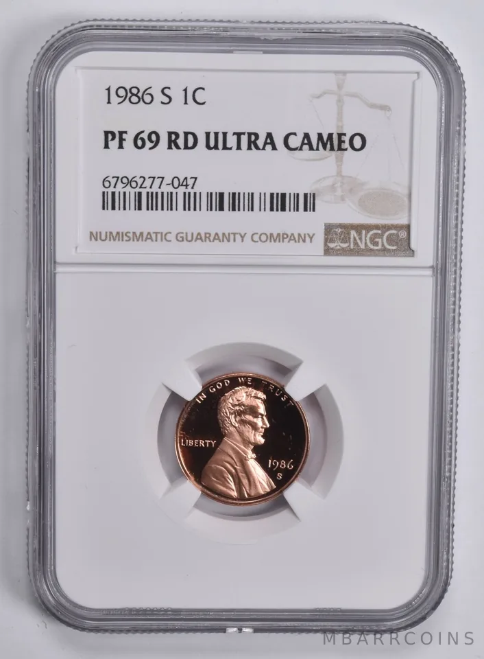 1986-S Lincoln Memorial Cent PF69 UCAM RD NGC Brown Label