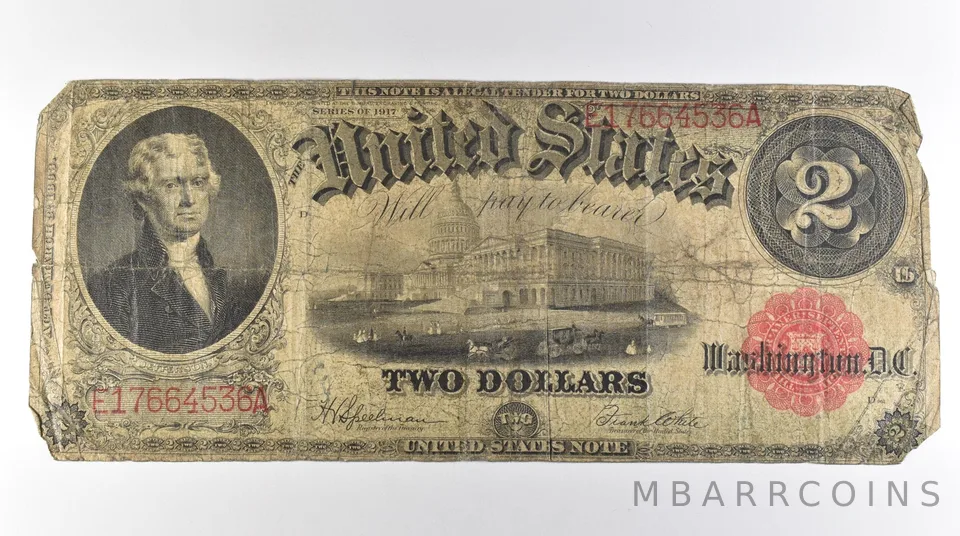 1917 $2 Legal Tender Large Note Red Seal *3084