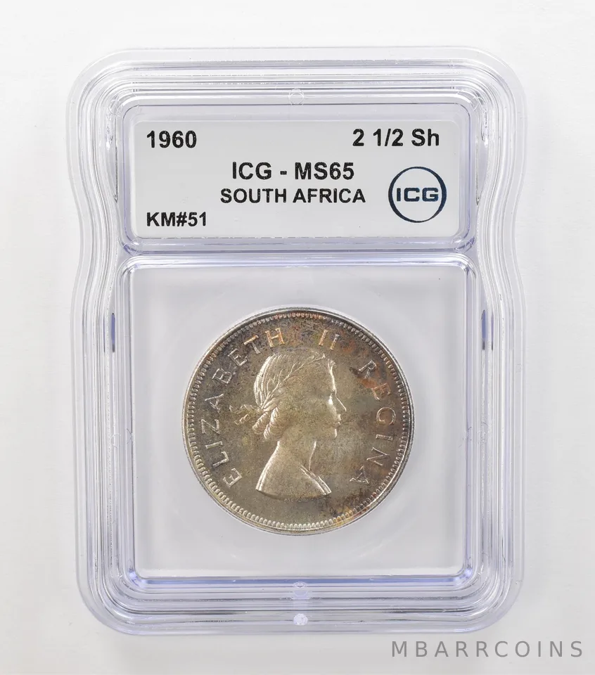 1960 South Africa 2 1/2 Shilling KM#51 MS65 ICG Beautiful Tone *6889