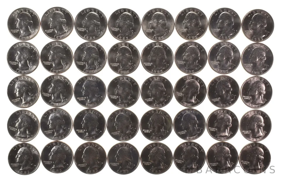 Lot (40) 1985-D Washington Quarter Clad Unc Roll