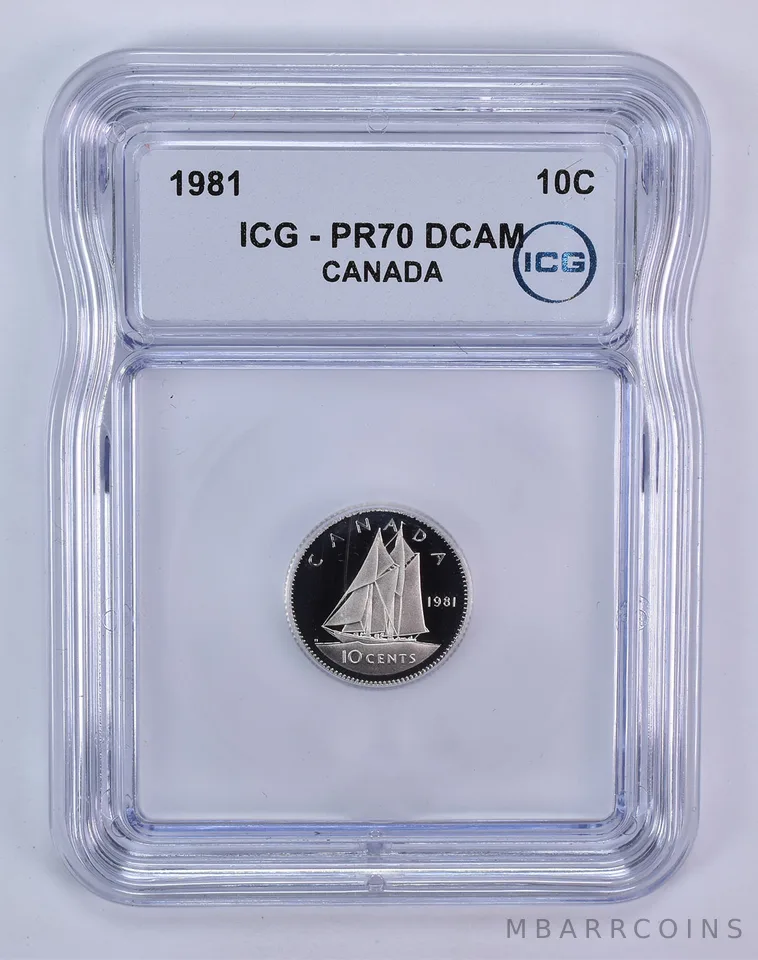 1981 Canada 10 Cents Bluenose PR70 DCAM ICG