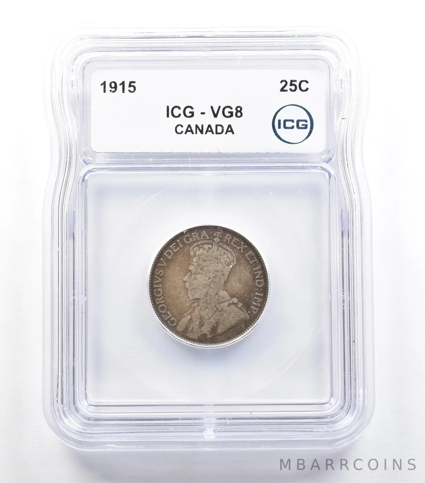 1915 Canada 25 Cents VG8 ICG *5700