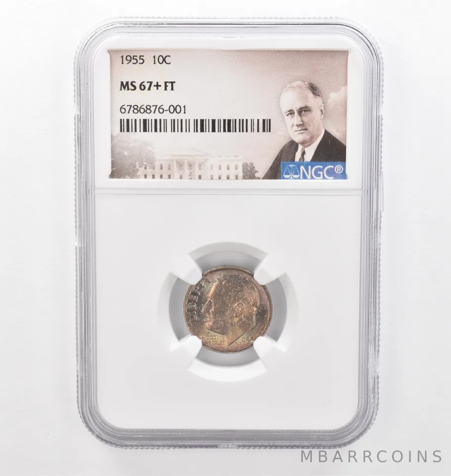 1955 Roosevelt Dime MS67+ FT NGC Beautiful Tone *2191