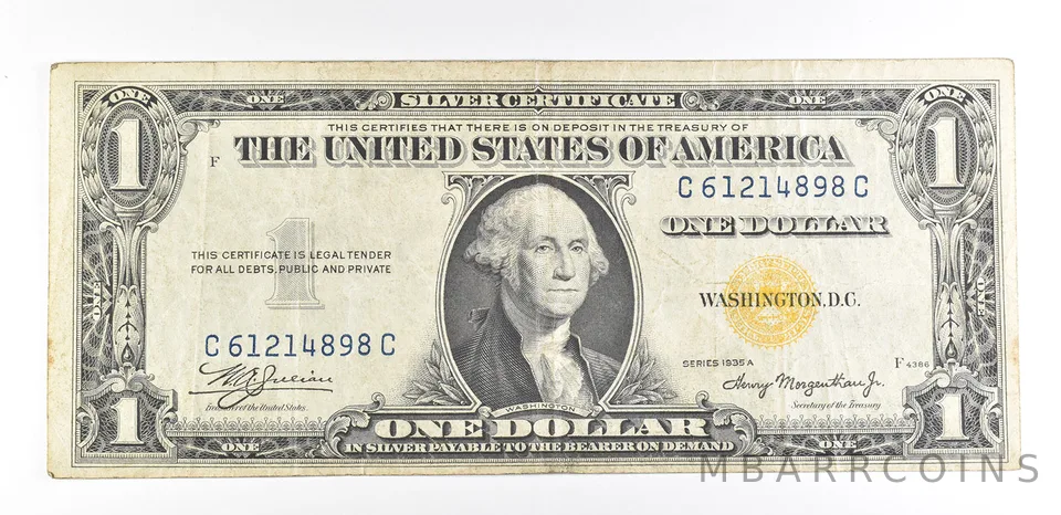1935 A $1 Silver Certificate North Africa Yellow Seal Fr#2309 WWII *9344