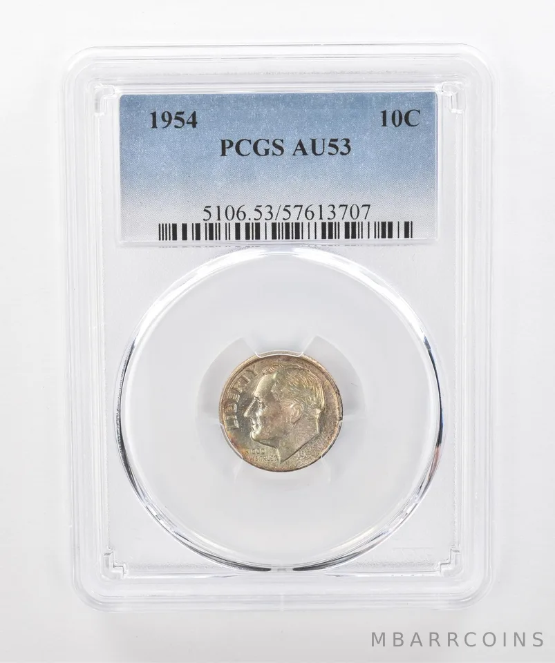 1954 Roosevelt Dime AU53 PCGS Beautiful Tone *1541