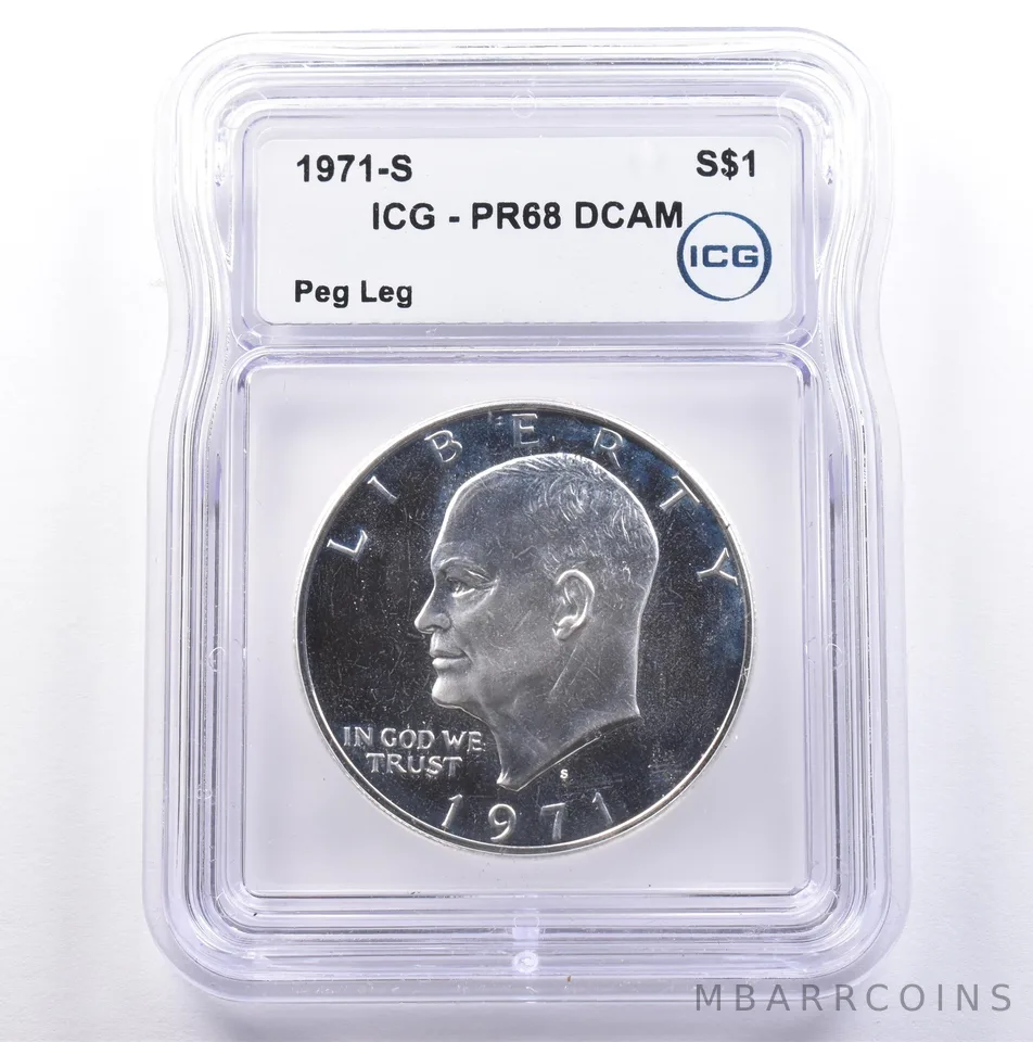 1971-S Eisenhower $1 Peg Leg PR68 DCAM ICG *9002