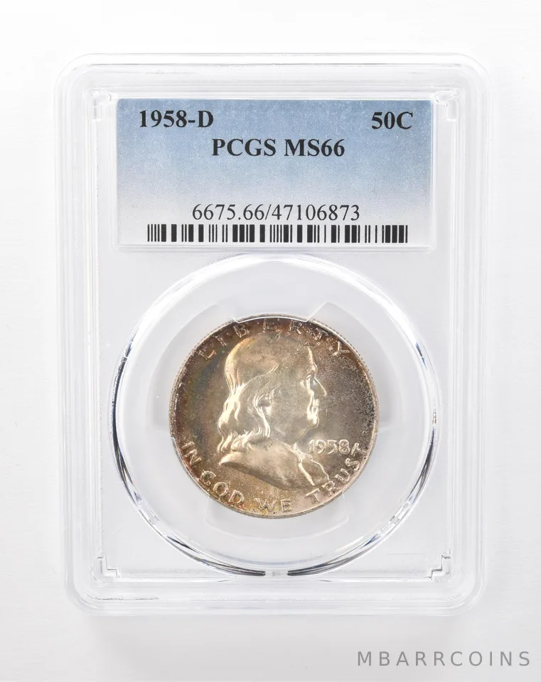 1958-D Franklin Half Dollar MS66 PCGS Beautiful Tone *3059