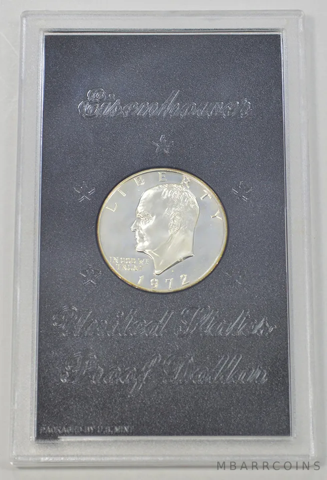 1972-S Eisenhower Dollar Proof in original OGP case 40% Silver Black Ike