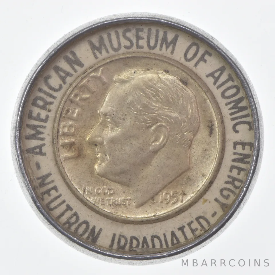 1951 Roosevelt Dime American Museum Atomic Energy Neutron Irradiated Token *0589