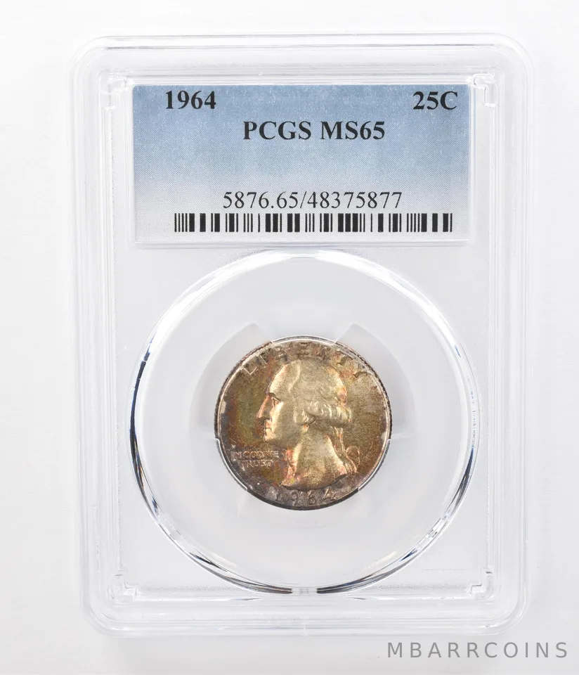 1964 Washington Quarter MS65 PCGS Beautifully Toned *7284