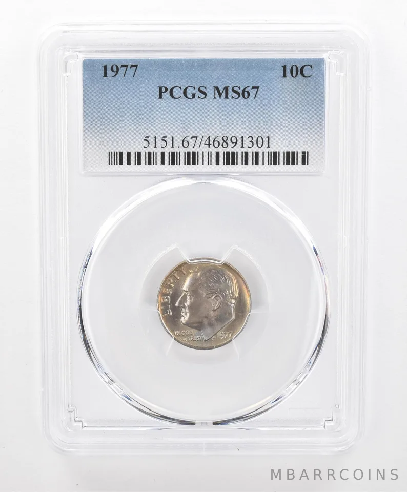 1977 Roosevelt Dime MS67 PCGS Beautiful Tone *2772