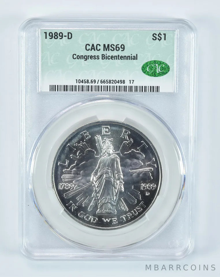 1989-D Congress Commemorative Silver Dollar MS69 CAC CACg