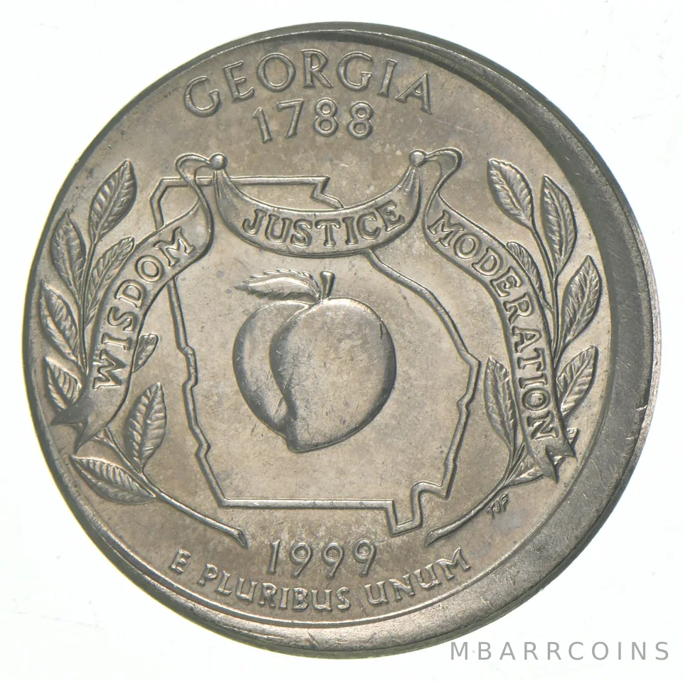 1999-D Mint Error Off-Center Georgia State Quarter 15% BU