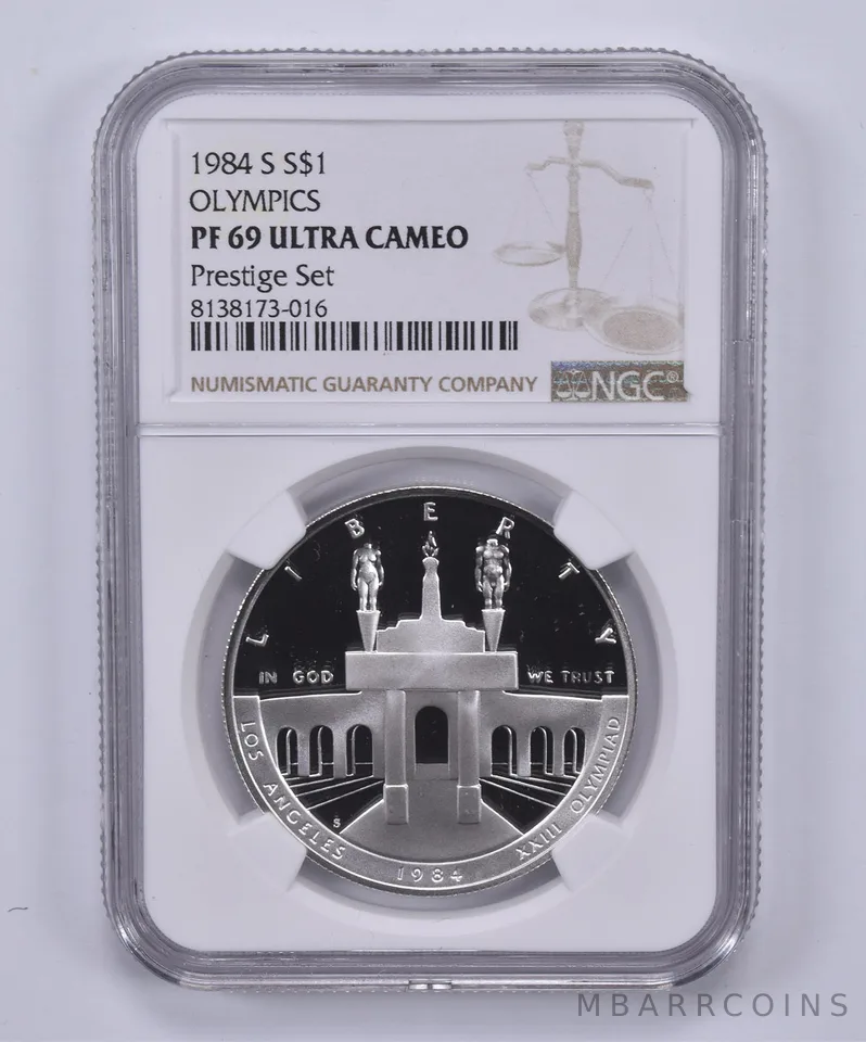1984-S Olympic Commemorative Dollar Prestige Set PF69 UCAM NGC Brown Label