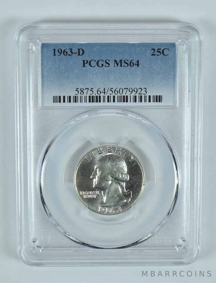 1963-D Washington Quarter MS64 PCGS Blue Label