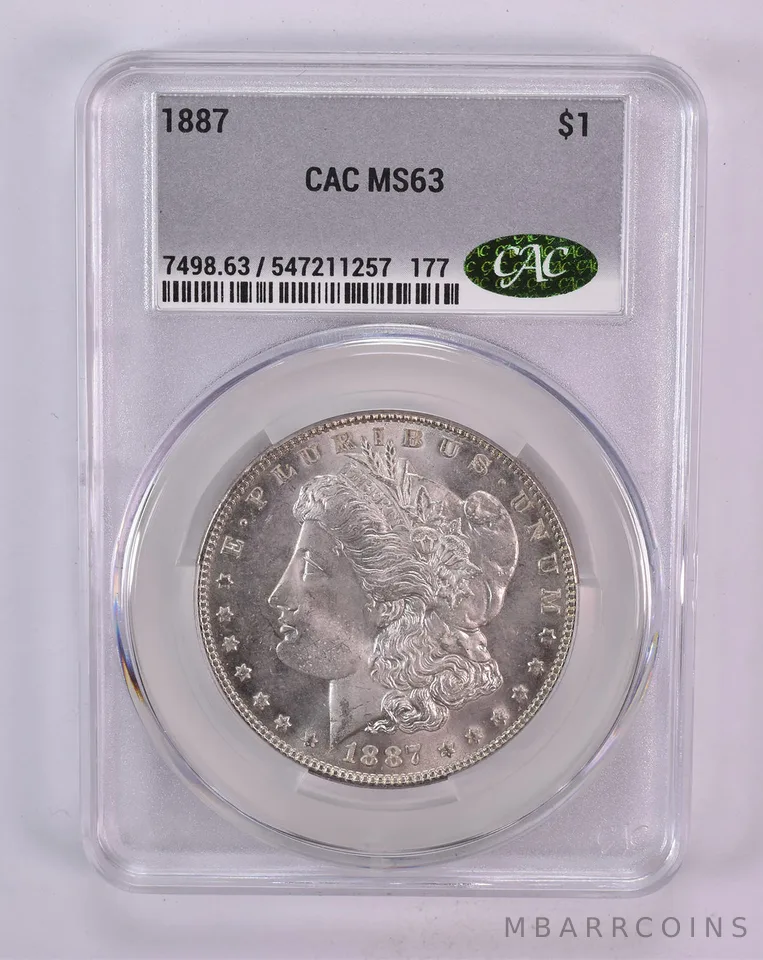 1887 Morgan Silver Dollar MS63 CAC CACg