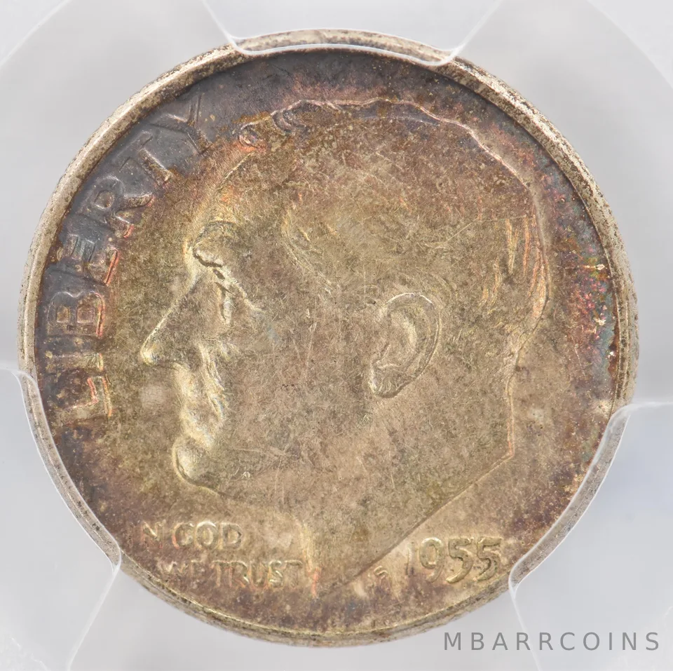 1955 Roosevelt Dime AU50 PCGS Beautiful Tone *0869