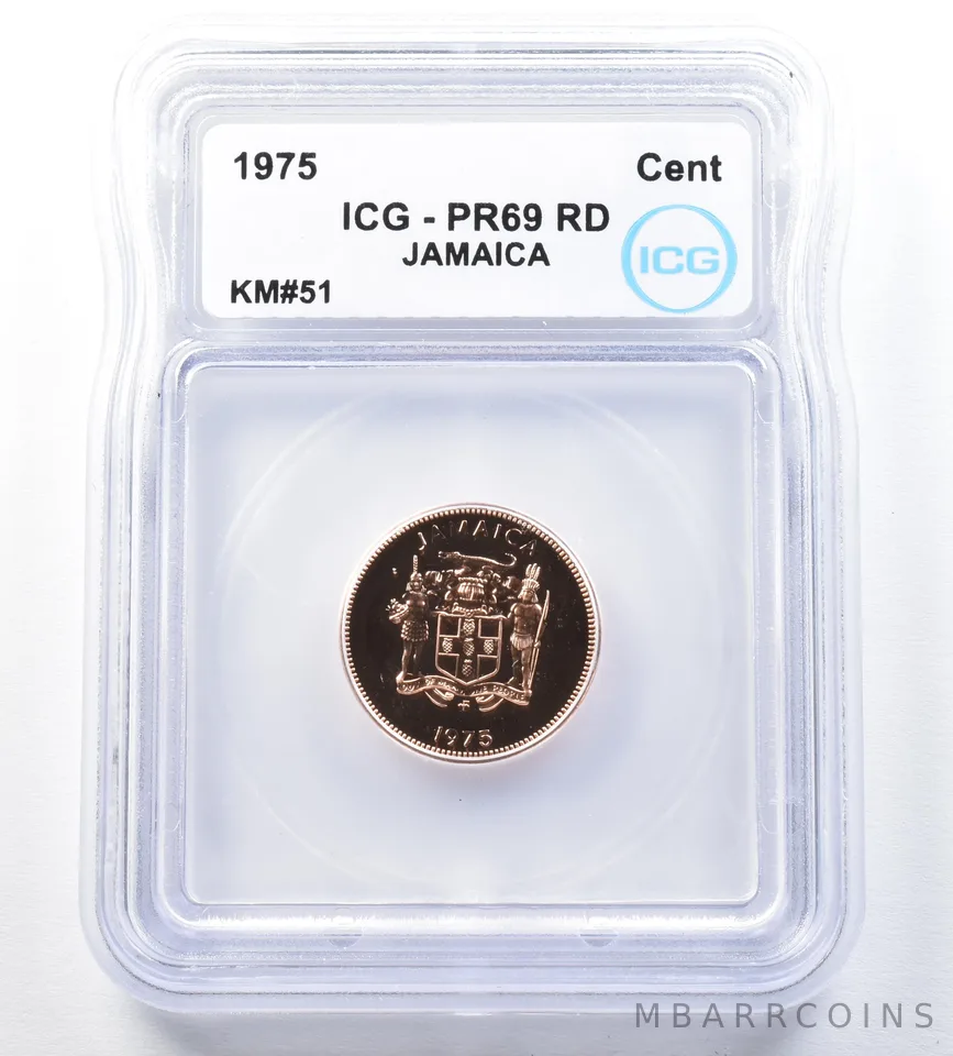 1975 Jamaica Cent KM#51 PR69 RD ICG *8888
