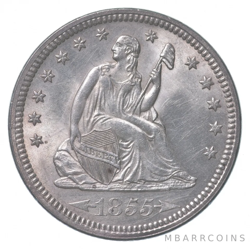 1855 Seated Liberty Quarter Arrows *8645