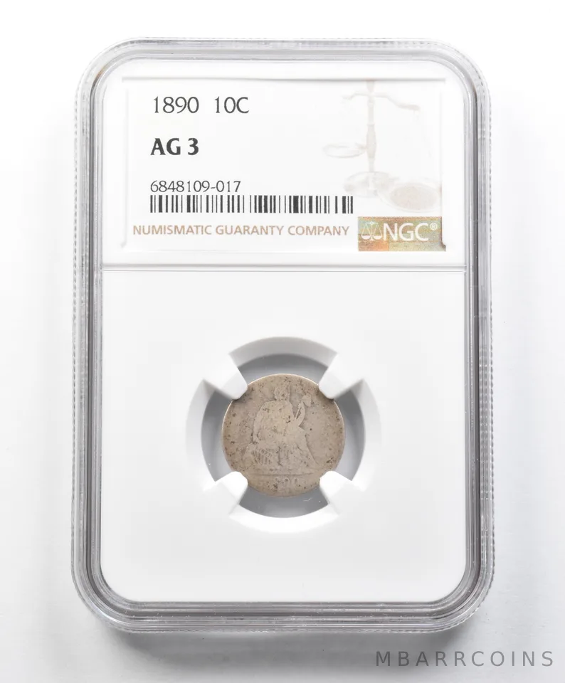 AG3 1890 Seated Liberty Dime NGC Lowball Low Ball *1548