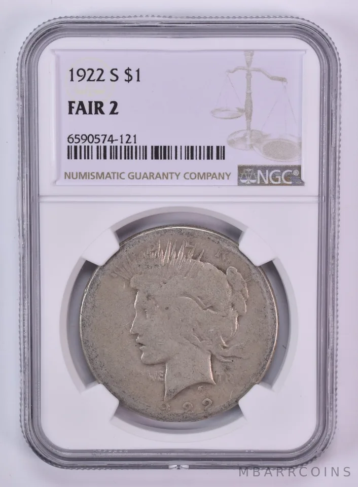 1922-S Peace Silver Dollar Fair 2 NGC Lowball