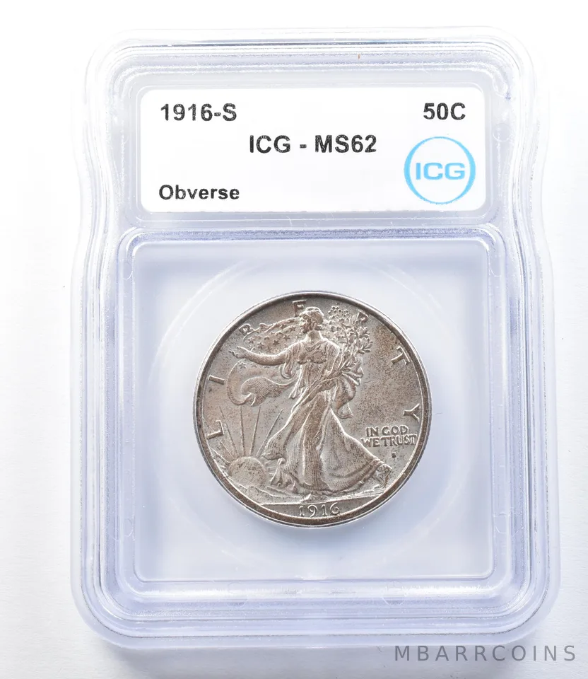 1916-S Walking Liberty Half Dollar Obverse MS62 ICG a8821