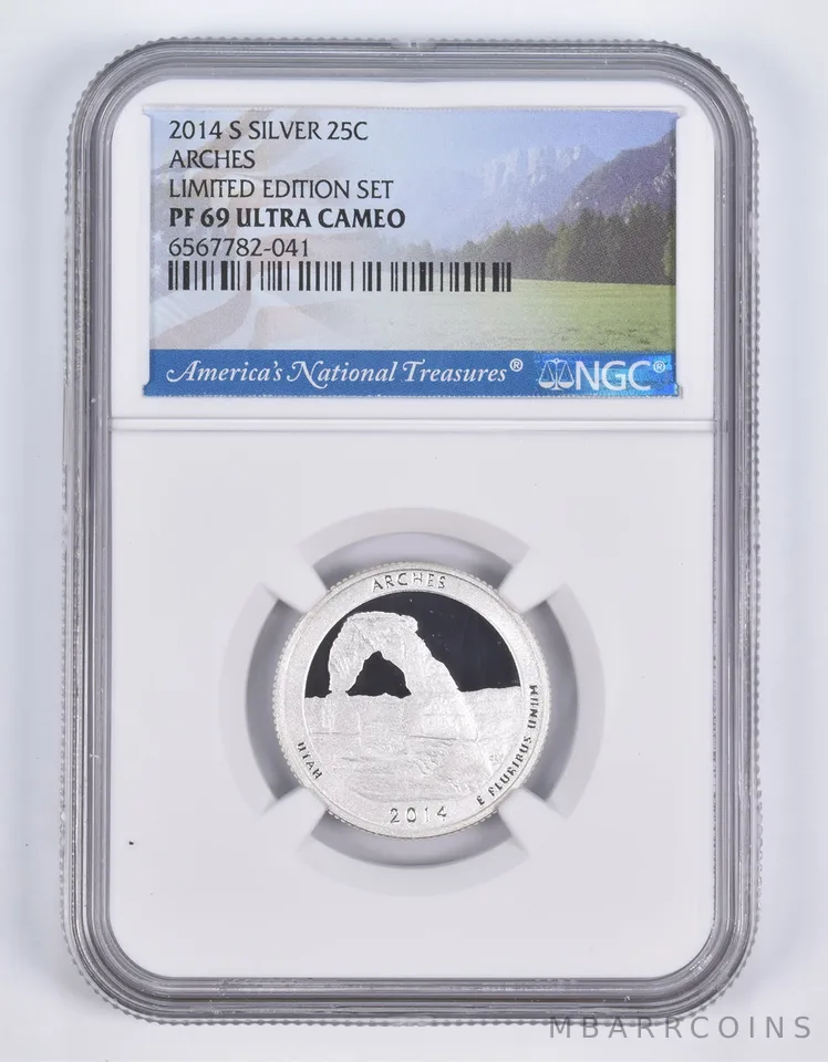 2014-S Silver PF69 ANT Arches Quarter Limited Edition NGC