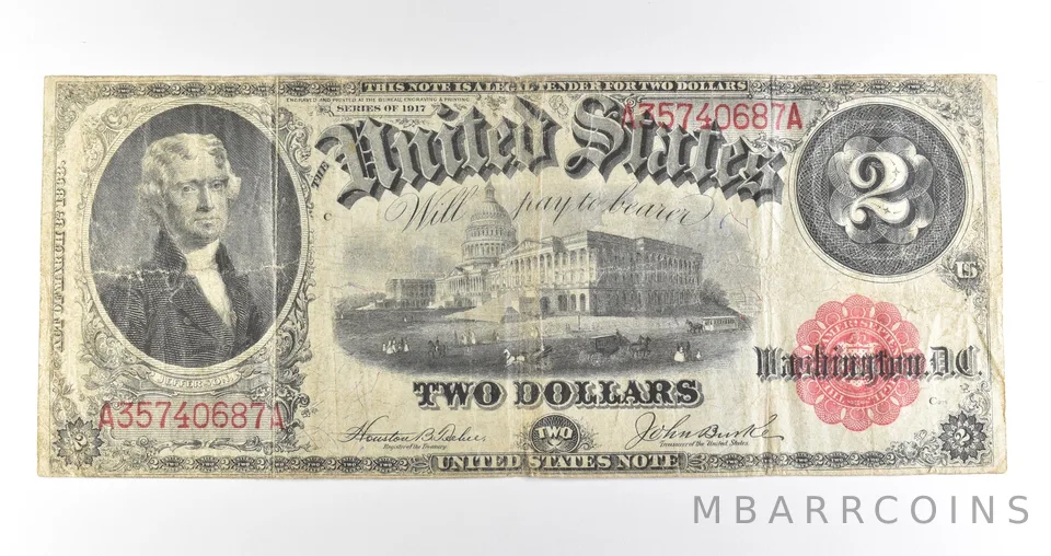 1917 $2 Legal Tender Large Note Red Seal *4571