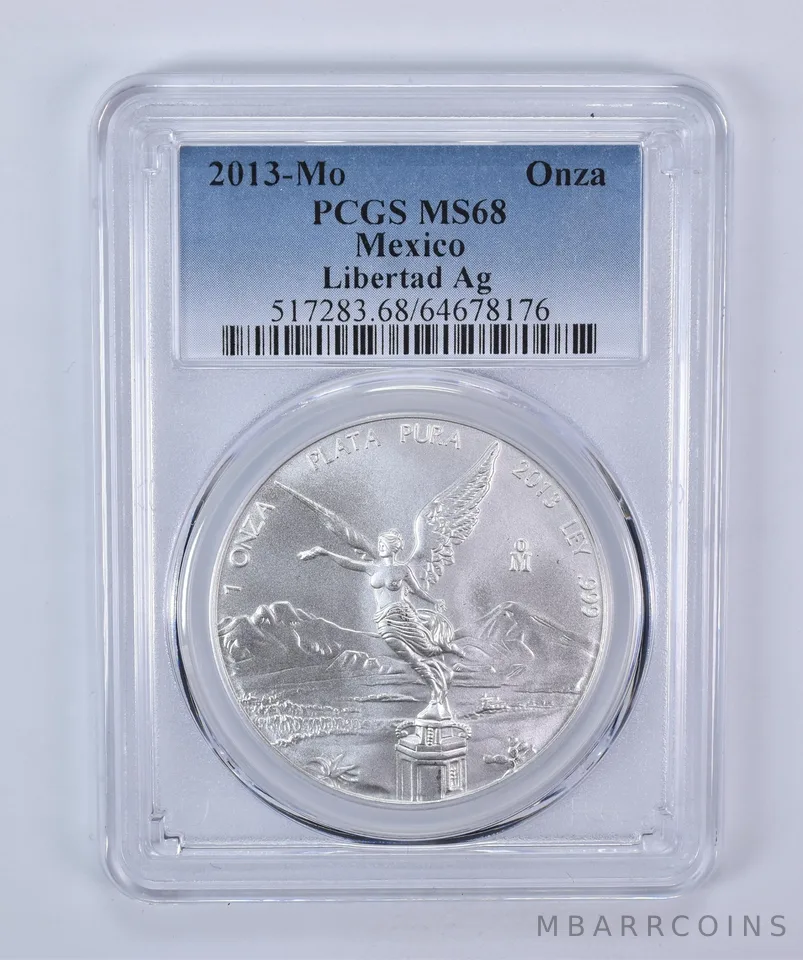 2013 Mo Mexico 1 Onza Silver Libertad MS68 PCGS Blue Label