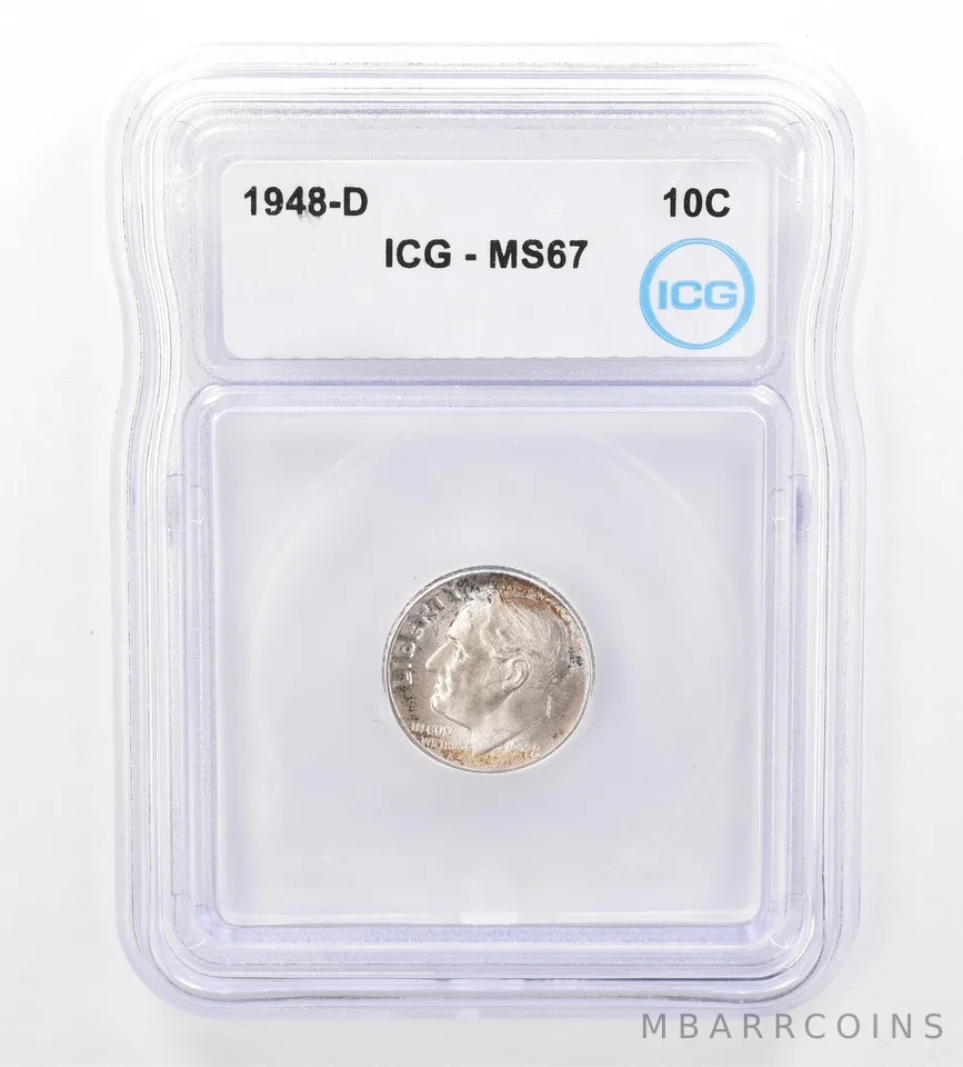 1948-D Roosevelt Dime MS67 ICG Beautiful Tone *7311