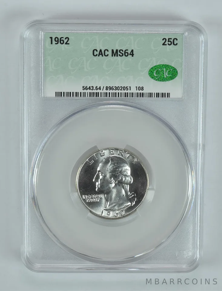 1962 Washington Quarter MS64 CAC CACg