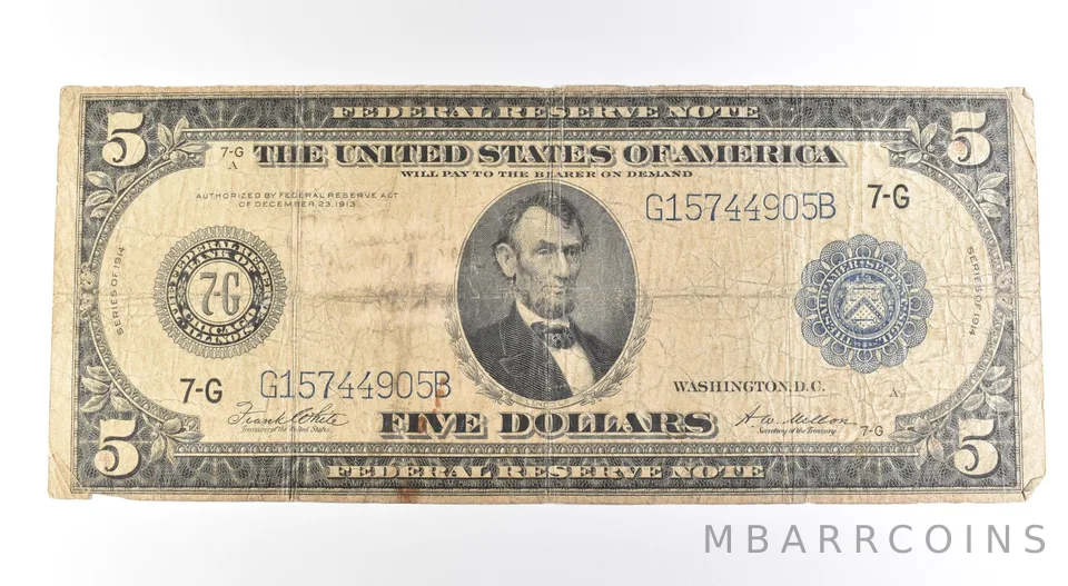 1914 $5 Chicago IL FRN Large Note Blue Seal *2720