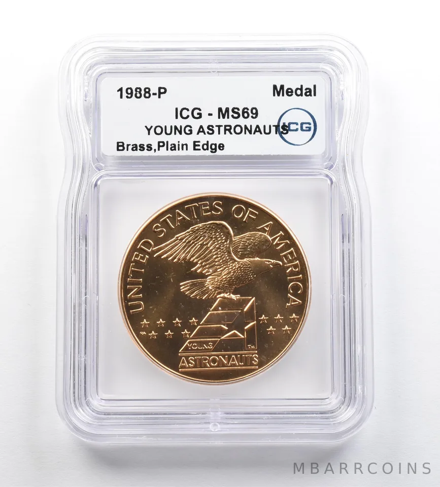 1988 P Young Astronauts Medal Brass Plain Edge MS69 ICG *9198