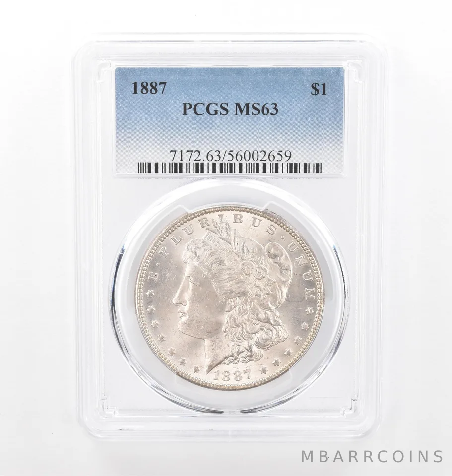 1887 Morgan Silver Dollar MS63 PCGS Beautiful Tone Reverse *2067