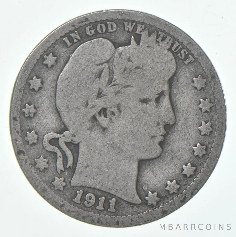 1911-D Barber Quarter Average Circ