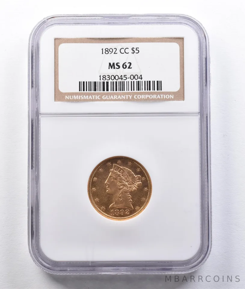 1892-CC $5 Liberty Head Gold Half Eagle MS62 NGC *2928