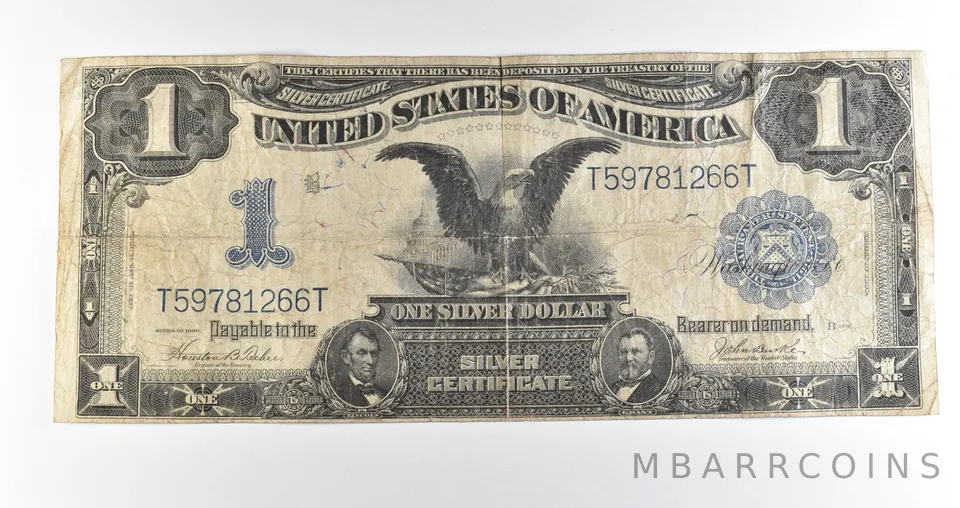 1899 $1 Silver Certificate Black Eagle Blue Seal Large Note *4495