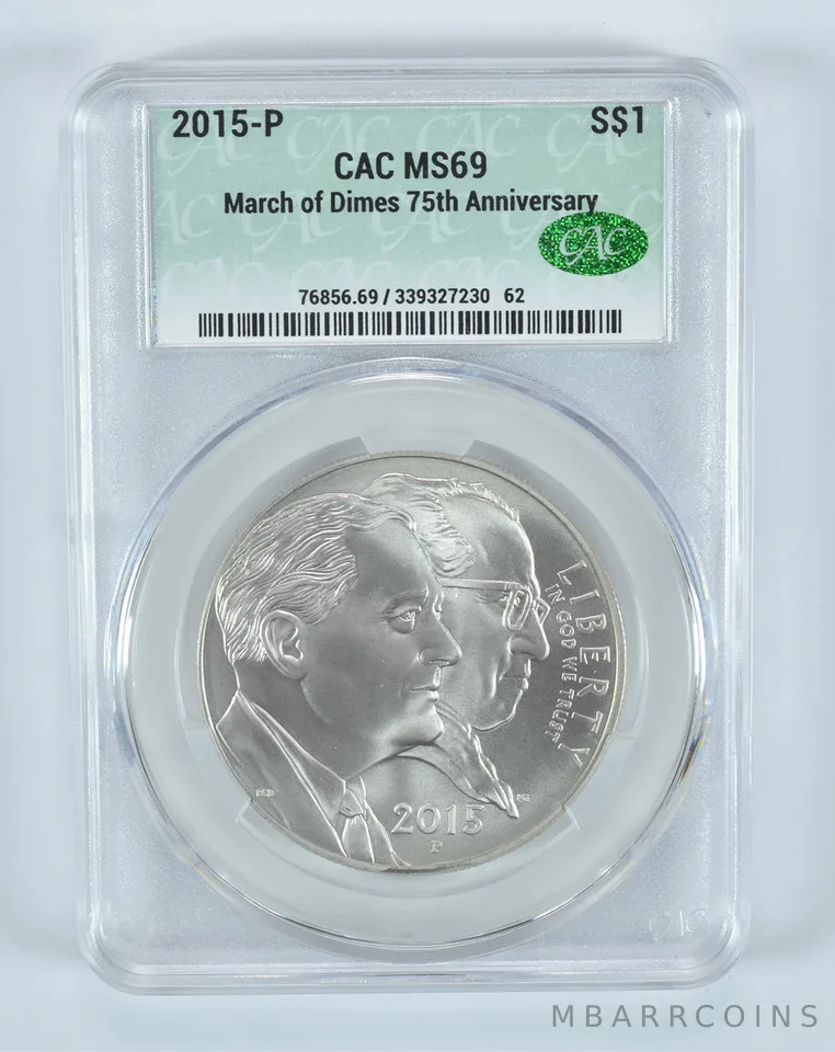 2015-P March Of Dimes Commemorative Silver Dollar MS69 CAC CACg