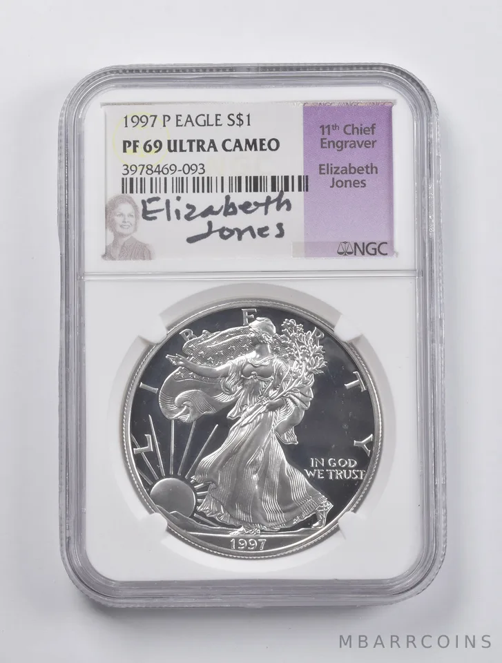 PF69 UCAM 1997-P American Silver Eagle Signed Jones NGC *2994